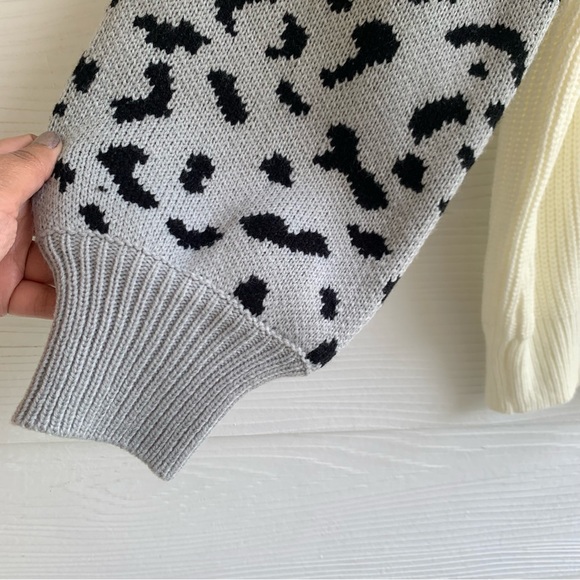 C+D+M Collection color block v neck pullover sweater Medium M animal print - Picture 5 of 10